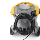 Aspirateur Ghibli V15 vue arrière avec câble électrique enroulé et poignée de transport