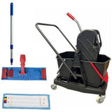 Kit professionnel de lavage des sols avec chariot double seaux.