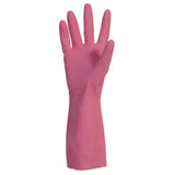 Gants latex rose floqués coton pour nettoyage professionnel